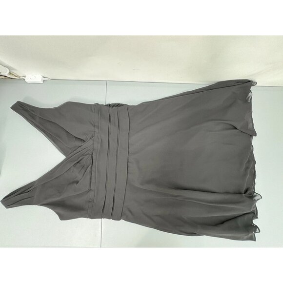 David’s Bridal Short Chiffon Tank Dress Faux Wrap Sash Cocktail Black Womens 12 - Picture 3 of 9